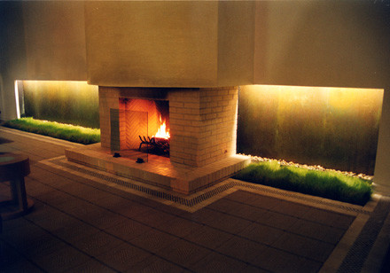 Hotel Water Wall With Fireplace - Outdoor Fountains - other metro ...