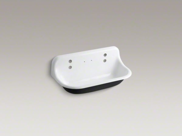KOHLER Brockway(TM) 3 wall-mounted wash sink with 2 faucet holes ...