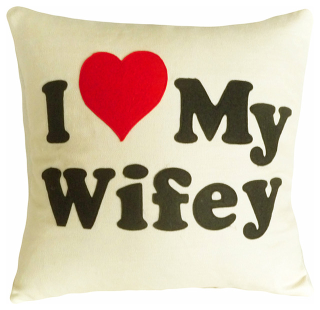 Love Wifey Word Pillow - Modern - Decorative Pillows - vancouver - by PillowThrowDecor