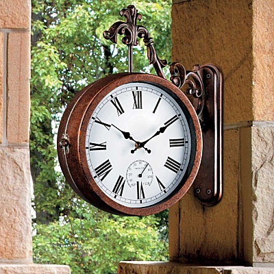 Double Sided Outdoor Clock Thermometer