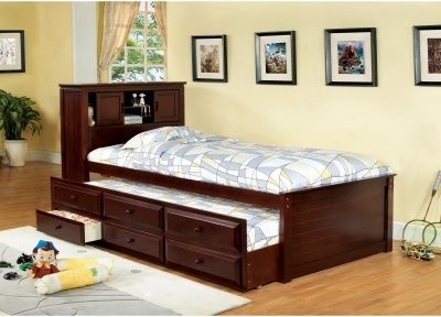 Furniture of America Brighton Twin Bookcase Headboard Storage Bed ...