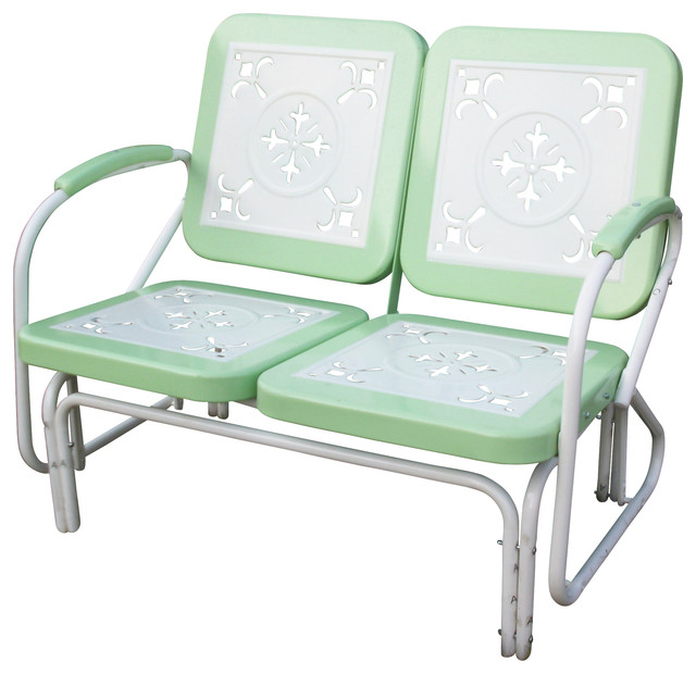 4D Concepts Metal Retro Glider in Lime and White Metal eclectic-patio ...