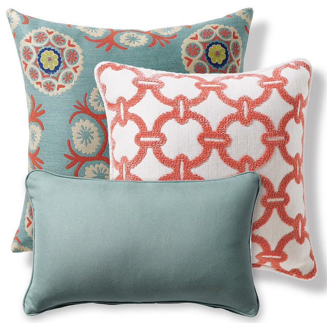 Set of Three Petal Designer Pillows Frontgate Traditional Outdoor