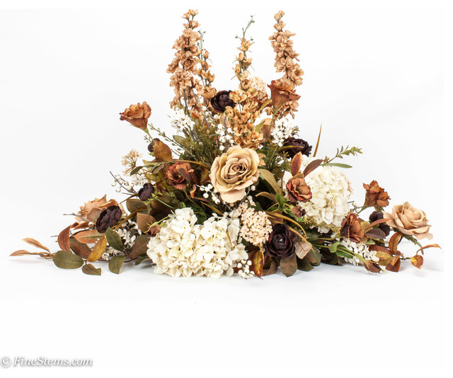Custom brown and cream silk floral arrangement Traditional