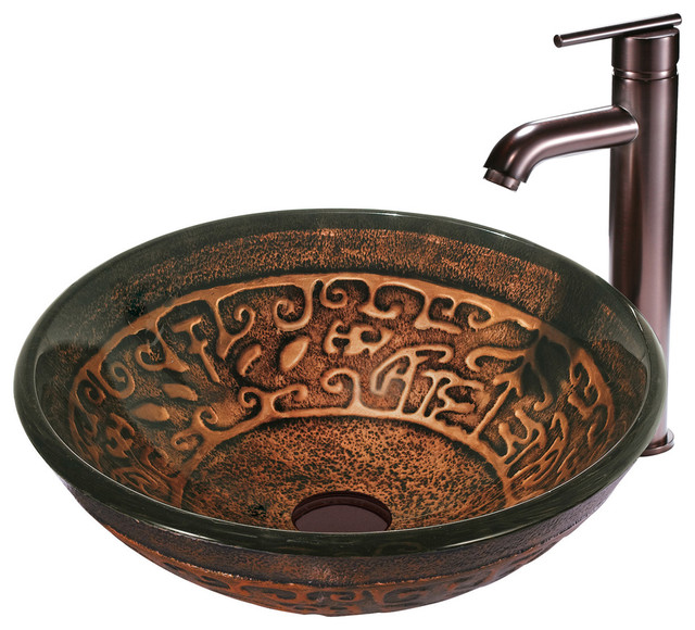 VIGO Copper Vessel Sink & Oil Rubbed Bronze Faucet Contemporary