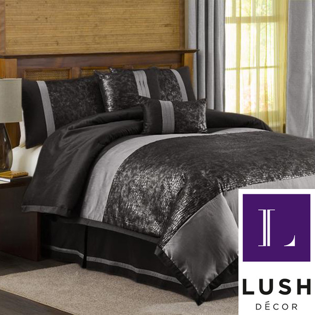 lush decor metallic crocodile black silver 6 piece lush decor metallic crocodile black silver 6 piece