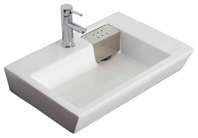 American Imaginations Bathroom Above Counter Rectangle Vessel Sink in White for contemporary 