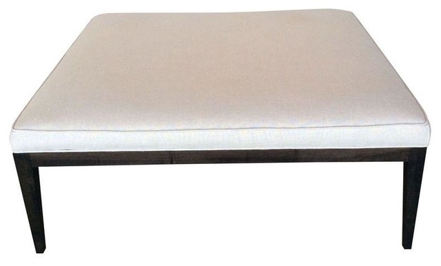Used Modern Large Linen Square Coffee Table Ottoman - Midcentury ...