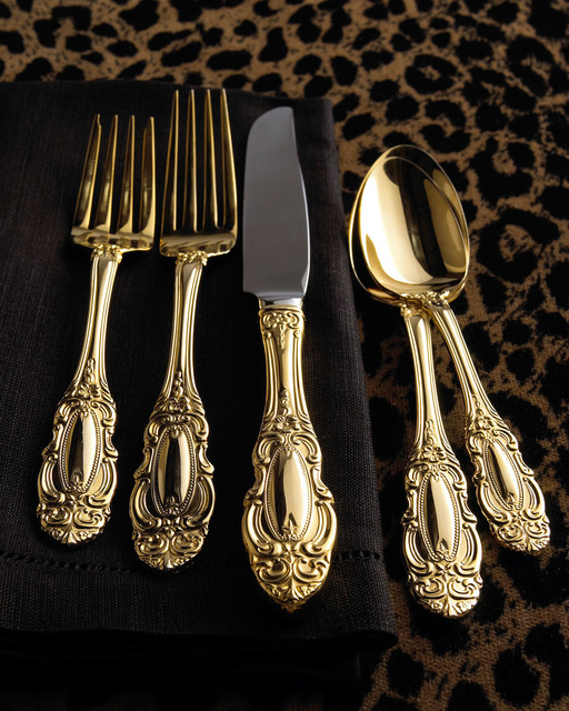 Wallace Silversmiths 65Piece GoldPlated Grand Duchess Flatware