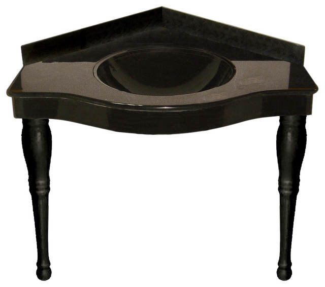Granite Absolute Black Corner Spindle leg Sink Traditional Bathroom