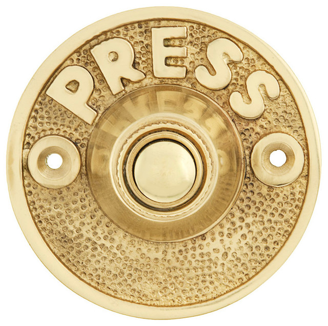 Vintage 'Press' Doorbell Button, Solid Cast Brass Contemporary