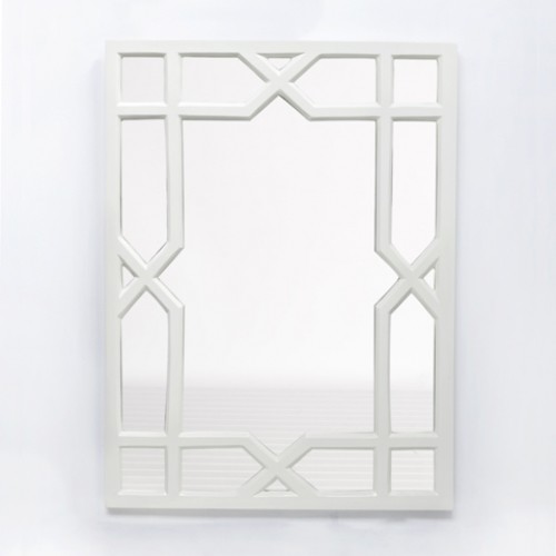 White Lacquer Trellis Mirror Contemporary Wall Mirrors