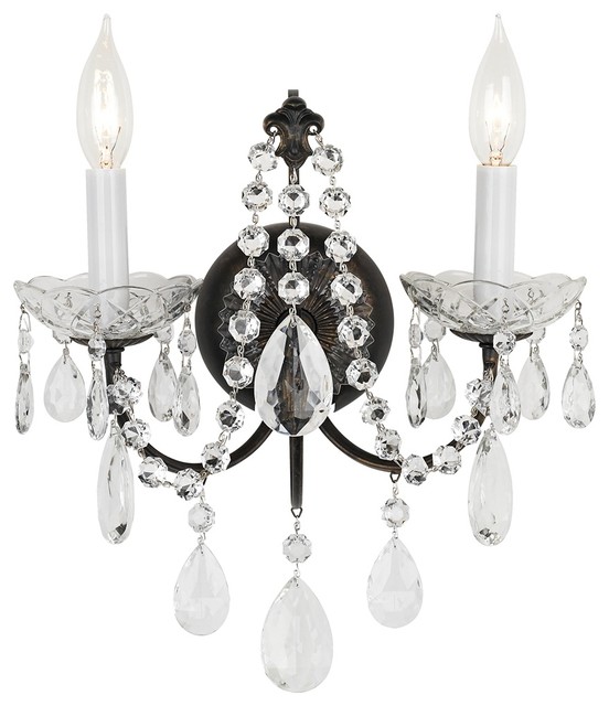 Crystal 2-Light Madison Bronze Legacy Crystal Wall Sconce ...