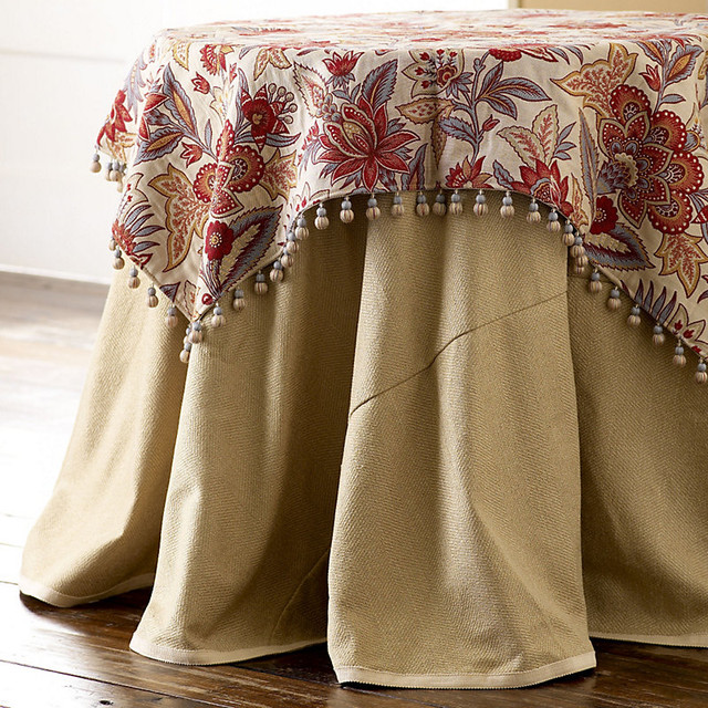 Herringbone Round Tablecloth 90 IN Tablecloth traditional-tablecloths