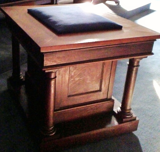 Antique Mission Oak Pedestal from Masonic Lodge SOLD