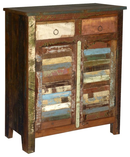 Tyndall Multi Color Reclaimed Wood Storage with 2 Drawers