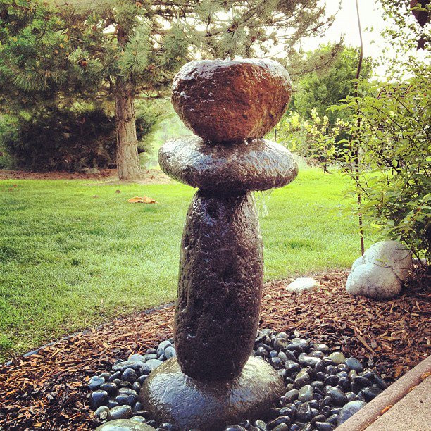 Stacked Rock Fountain Contemporary Outdoor Fountains And Ponds