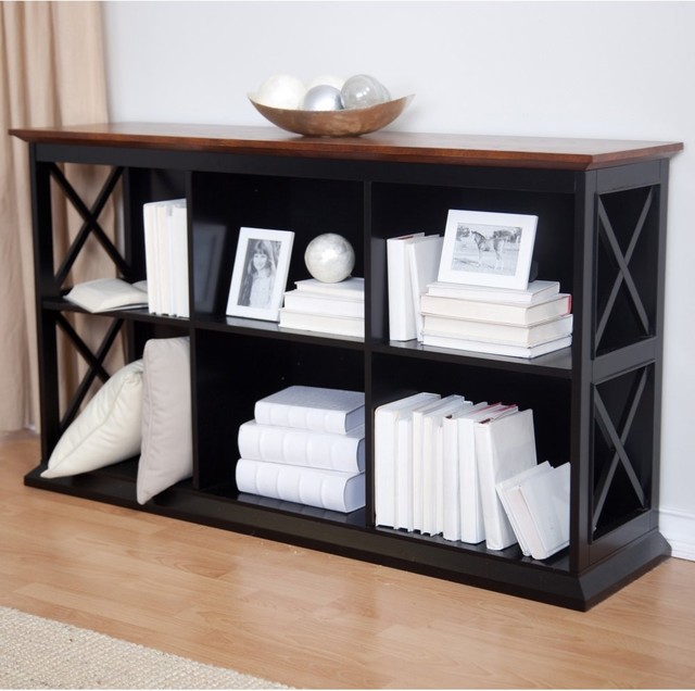 The Hampton Console Table Stackable Bookcase Black/Oak Contemporary