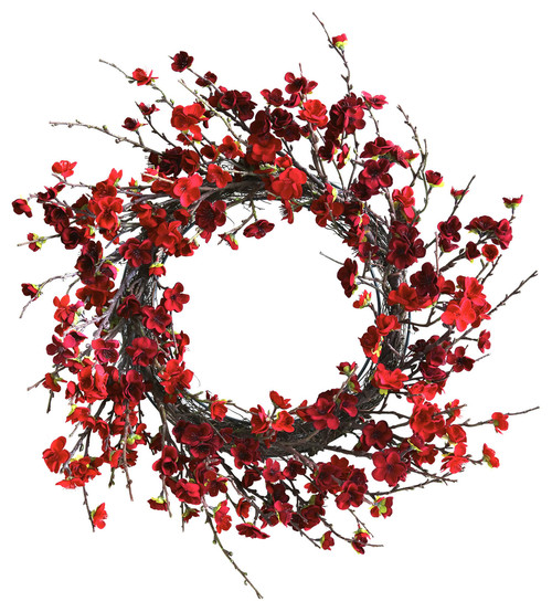 A captivating plum blossom wreath is perfect for your doors An elegant combination of rustic stems and plush plum leaves makes this wreath a wonderful addition