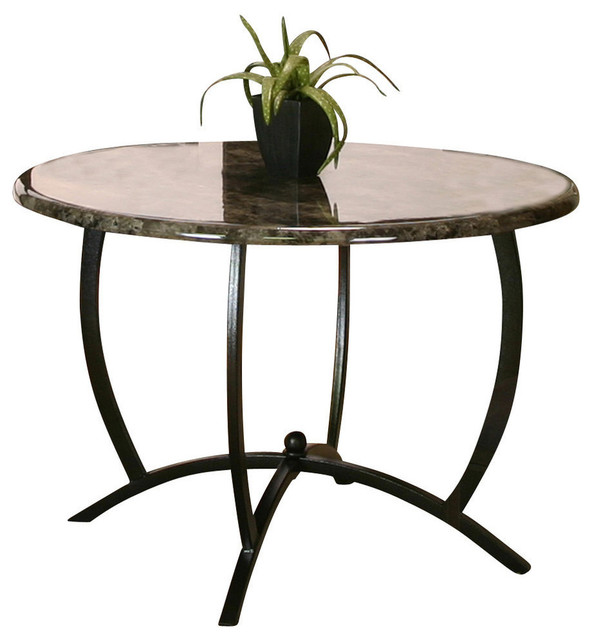 Cramco Electra Round Ebony Faux Marble Top Dining Table with Black Base