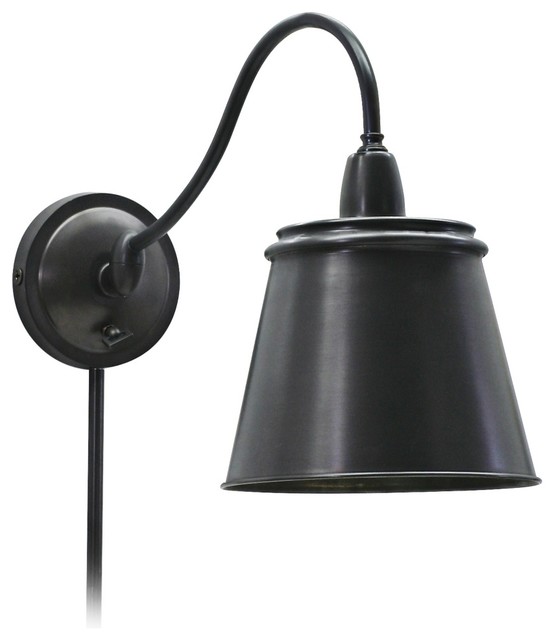 Industrial Oiled Bronze Plug-In Wall Light - Traditional - Wall Sconces