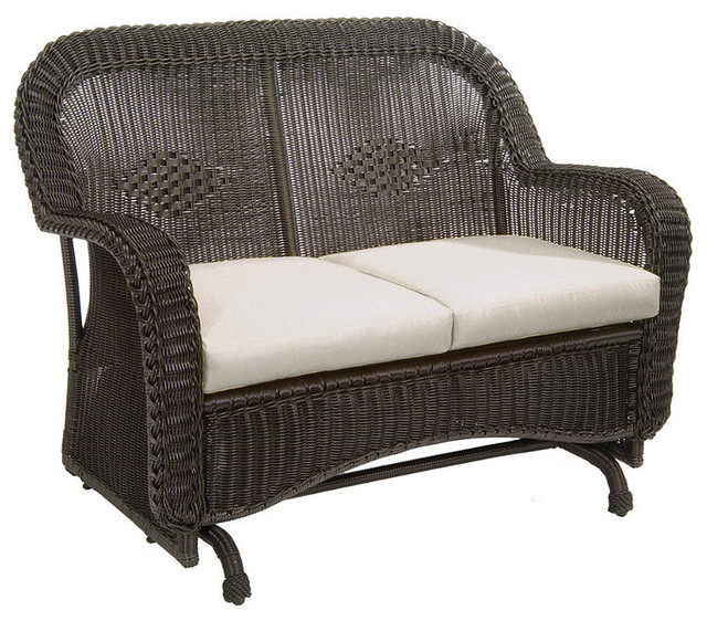 Classic Wicker Double Outdoor Glider with Cushions, Patio Furniture