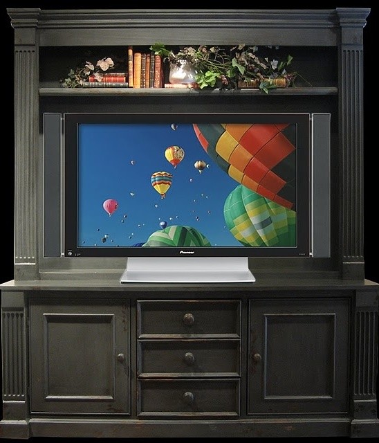 Drawer Flat-Screen Entertainment Center w 1 Shelf & 2 Cabinets (Irish ...