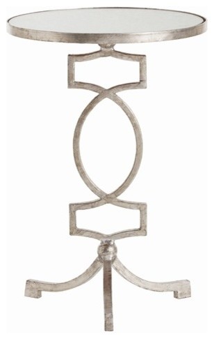 Arteriors Cooper Silver Leaf Iron/Mirror Accent Table contemporary-side-tables-and-end-tables