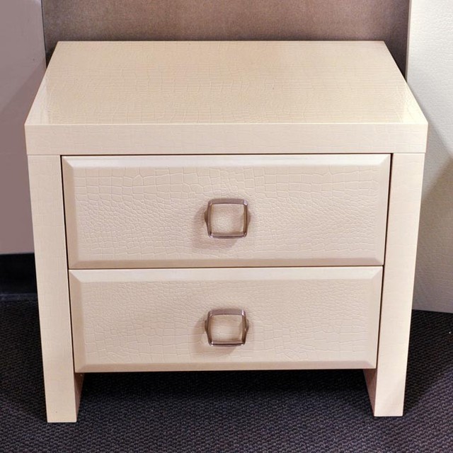 Armani Xavira Glam Crocodile Pattern Lacquer Nightstand Modern