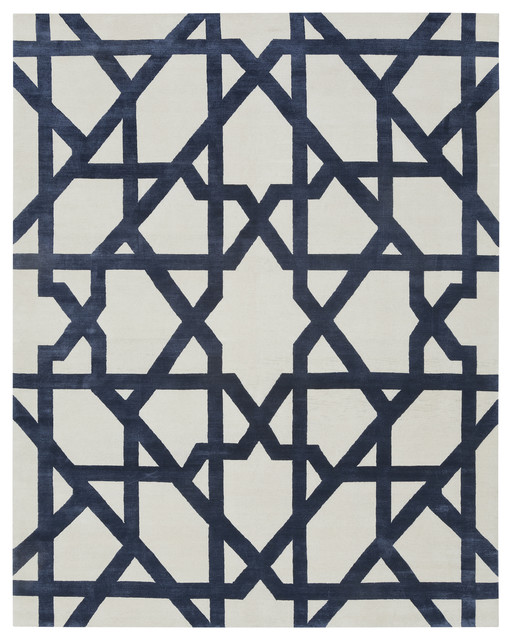 Contemporary Designs blue and white geometric rug