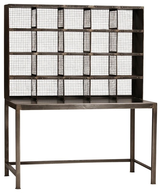Industrial Metal and Mesh Desk with Gallery Industrial Desks And