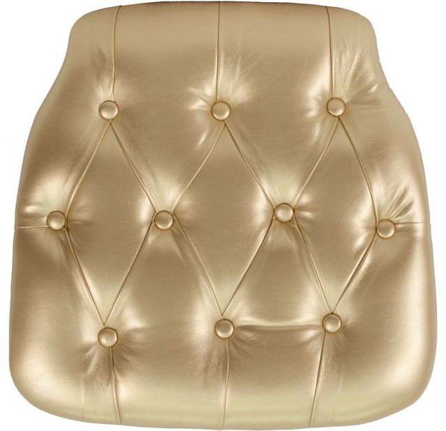 Hard Gold Tufted Vinyl Chiavari Chair Cushion Contemporary Seat