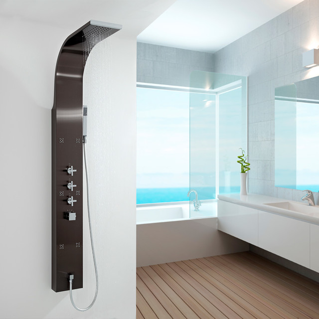 Thermostatic Shower Panel System, Rainfall Head, Handset & 6 Body Jets