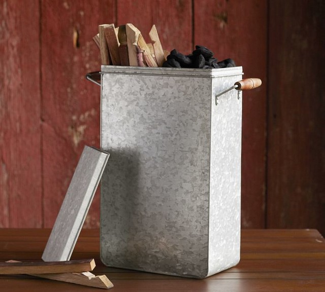 Galvanized Metal Charcoal Bin Modern Outdoor Products by Pottery Barn