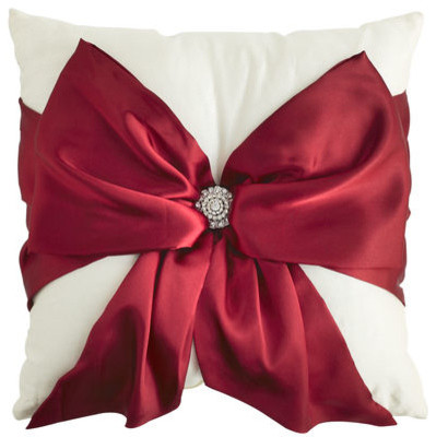 Red Bow Silk Pillow - Traditional - Decorative Pillows - by Pier 1 Imports