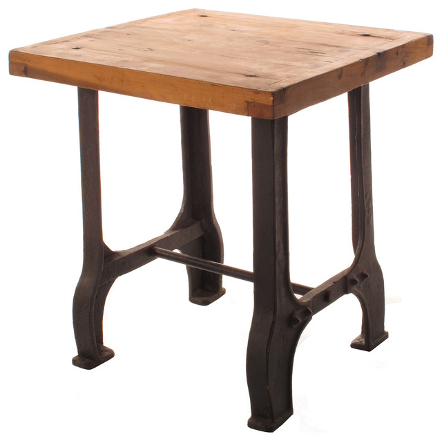 Foundry Reclaimed Wood Cast Iron Base End Table Traditional Side