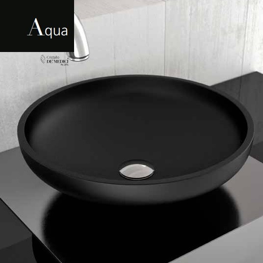 Aqua 15.7" Crystal Vessel Sink in Mat Black Contemporary Bathroom Sinks