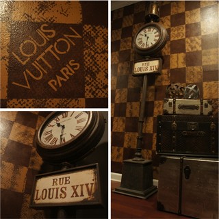 Louis Vuitton damier style accent wall