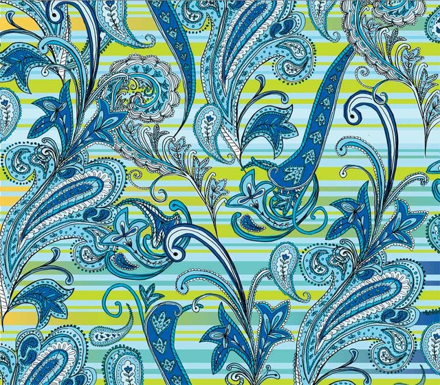 Blue Paisley Wall Art Contemporary Wallpaper by Murals Your Way