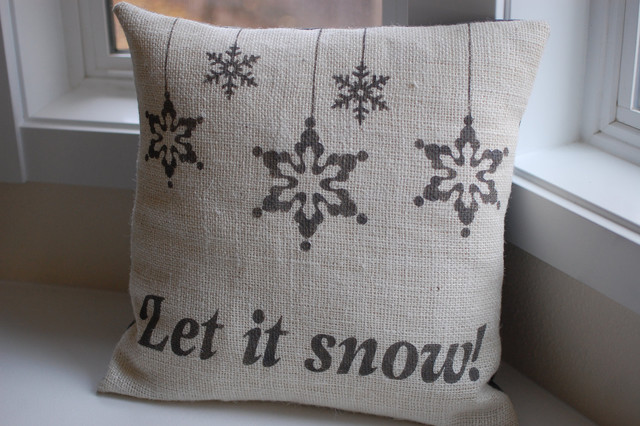 Burlap Christmas/Winter Pillow Cover by LaRae Boutique - Modern - Decorative Pillows - by Etsy