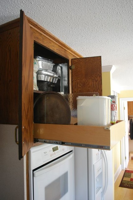 Double-Height Roll Out Shelf Above a Wall Oven - Kitchen Drawer