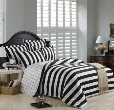Black and White Striped Duvet Cover Bedding Set modern-duvet-covers ...
