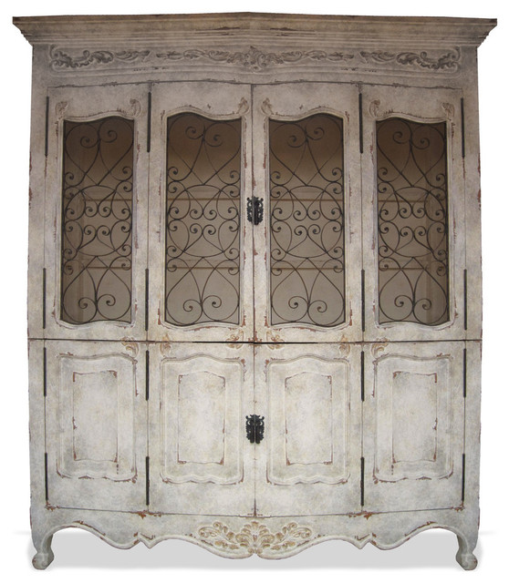 French Country Bookcase Notredame, Antiqued French White Farmhouse