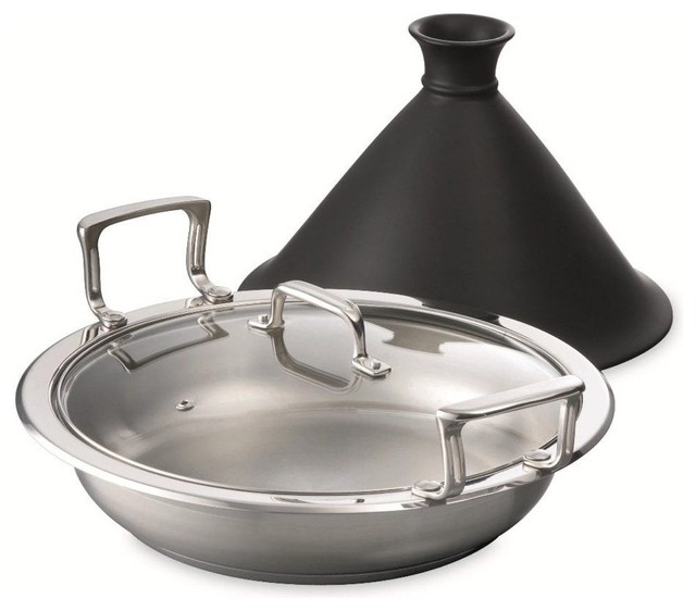 Baccarat Gourmet Stainless Steel Tagine with Two Interchangeable Lids 28cm B Modern
