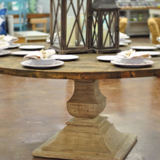 72 Round Reclaimed Wood Dining Table / Bedford Rustic Solid Wood X