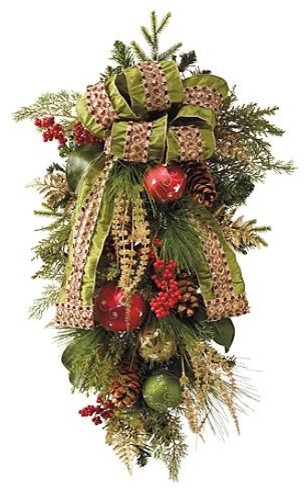 Outdoor Holiday Decorations on Christmas Joy Pre Lit Mantel Swag Christmas Decor Traditional Holiday