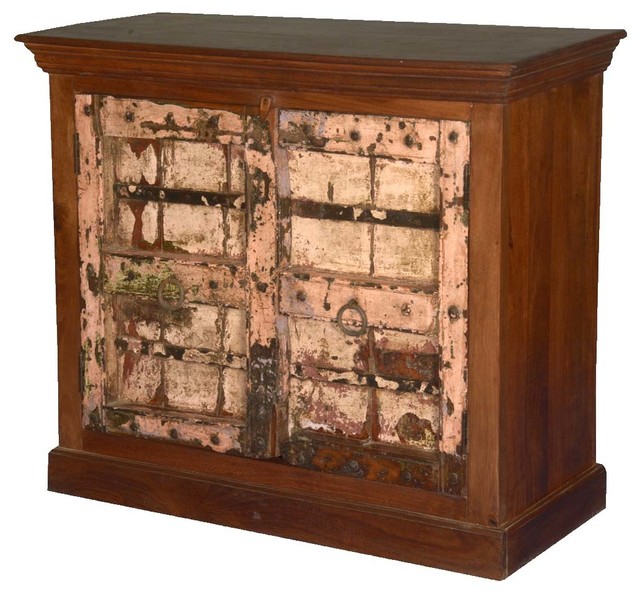 Atta Reclaimed Wood Storage with Wrought Iron Accents