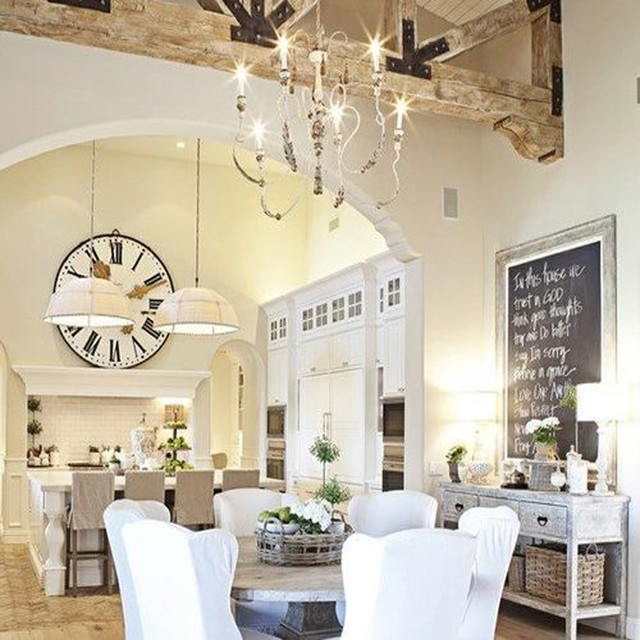 Beautiful White, Shabby Chic, Open Dining Room and Kitchen ...