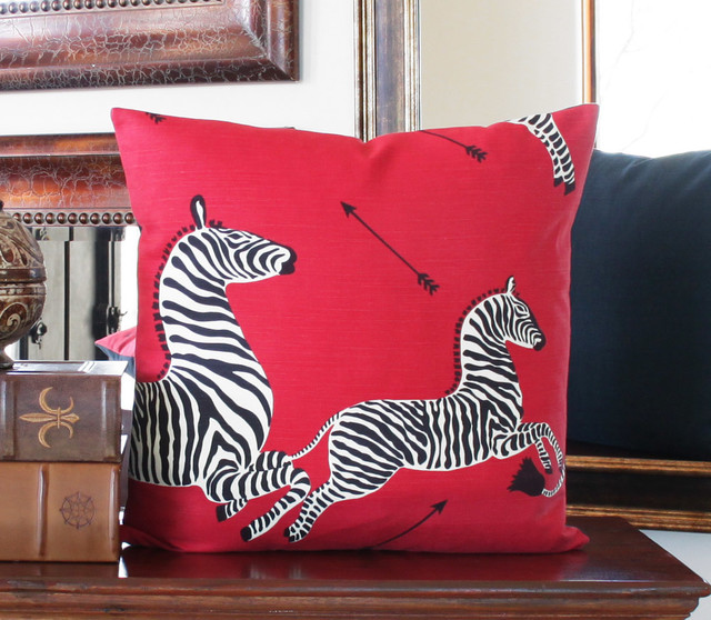 Masai Red Zebra Print Throw Pillow l Scalamandre l Chloe and Olive - Traditional - Decorative ...