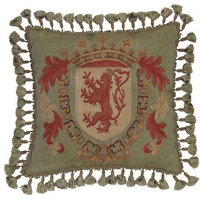New Aubusson Throw Pillow Handwoven Fabric - Traditional - Decorative Pillows - by EuroLuxHome